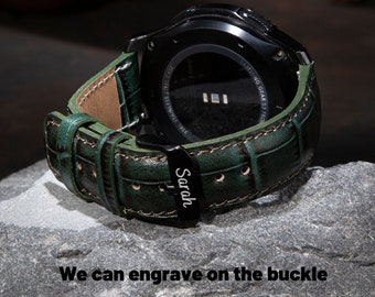 Personalized Green Garmin Watch Band, Garmin Fenix 6, 6S, Pro, Garmin MARQ /Tactix, Quatix 6-7, Vivomove, Handmade Leather Strap,