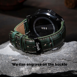 Personalized Green Garmin Watch Band, Garmin Fenix 6, 6S, Pro, Garmin MARQ /Tactix, Quatix 6-7, Vivomove, Handmade Leather Strap,