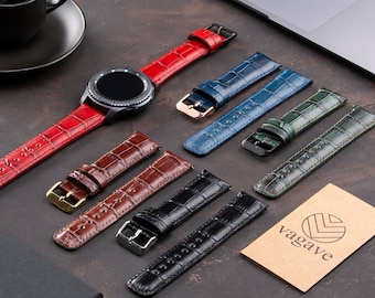 Crocodile Leather Watch Band, Compatible with Galaxy Watch 8 7 6 5 4 Ultra Classic 40mm 44mm 45mm 46mm Strap