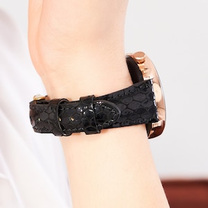 Black Samsung Watch Band, for Women, Galaxy Watch 5, 4, 6, Pro, Active, 41mm, 42mm, 44mm, 45mm, 46mm, Personalized Gift