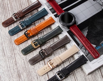 Leather Band, Compatible with Galaxy Watch 8 7 6 5 4 Ultra Classic 40mm 44mm 45mm 46mm Strap