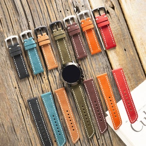 Personalized Leather Watch Band, Italian Pueblo Leather, Watch Strap, Samsung, Galaxy, Huawei, Fossil, Seiko, Classic Watches, 18, 20, 22mm