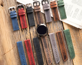 Personalized Leather Band, Compatible with Galaxy Watch 8 7 6 5 4 Ultra Classic 40mm 44mm 45mm 46mm Watch Strap
