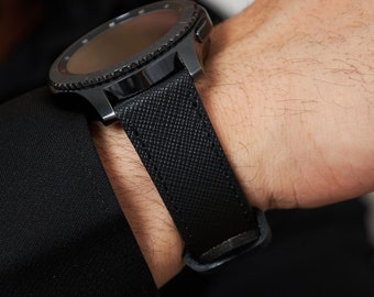 Correa de cuero elegante para reloj, color negro, compatible con Galaxy Watch 8, 7, 6, 5 Ultra 2 Classic de 44 mm, 45 mm y 46 mm.