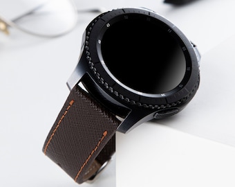 Personalized Brown Leather Band for Galaxy Watch 8 7 6 5 4 Ultra & Classic – Compatible Strap 40mm 44mm, 45mm, 46mm