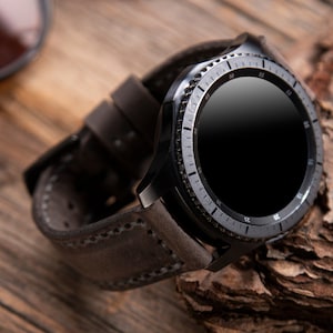 Personalized Garmin Watch Band, Gray, Leather Men's and Woman’s Watch Strap, Fenix 6,6S, 6 Pro /5,5S /3,HR Strap, Handmade Leather Strap