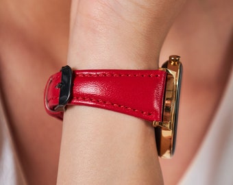 Correa roja para reloj Garmin para mujer, correa de cuero genuino para reloj Garmin, ajuste rápido, correa para reloj, Venu, Vivoactive, Forerunner 18 mm, 20 mm, 22 mm