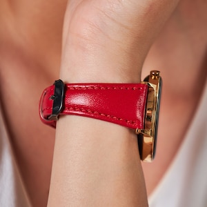Red Garmin Watch Band for Women, Genuine Leather Garmin Watch Strap, Quıick Fit, Watch Strap, Venu, Vivoactive, Forerunner 18mm, 20mm, 22mm