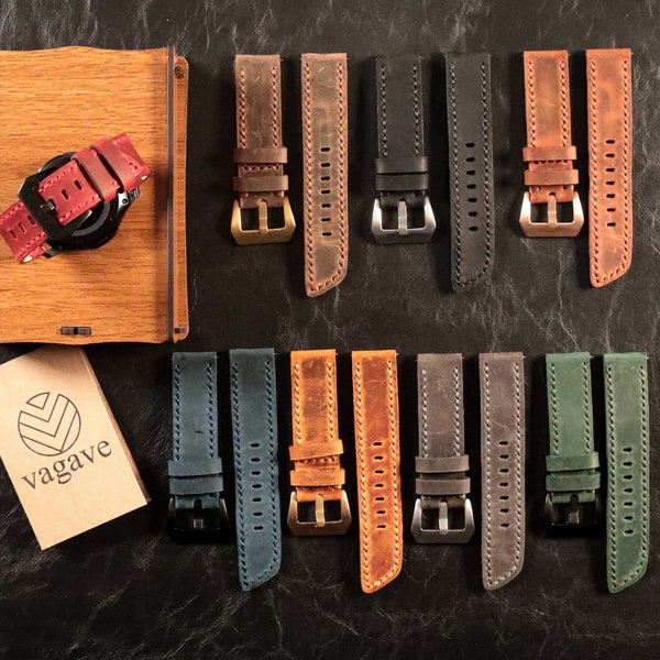 Correa de cuero compatible con relojes Garmin, compatible con Fenix 8, 7, 6, 5, Epix 2, Venu, Forerunner, Vivoactive 3 y QuickFit.