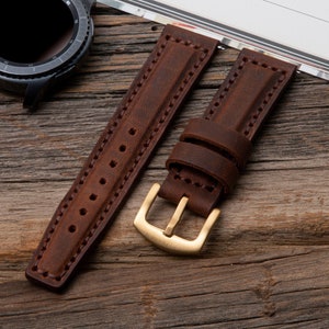 Personalisiertes Garmin Uhrenarmband, Braun, Echtleder, Herren & Damen, Garmin Forerunner Band, Venu, Venu Sq, Venu 2, Instinkt, Vivoactive