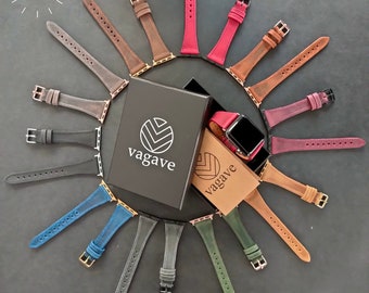 Correa para Apple Watch, para mujer, correa de piel personalizada, color rojo, negro, marrón, azul, verde y gris, 38 mm, 40 mm, 42 mm y 44 mm, auténtica y personalizada
