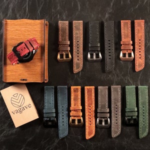 Gegraveerd cadeau, leren horlogeband, leren horlogebandje, Apple Watch, Samsung Watch, Huawei, Fossil, Seiko, 18 mm, 20 mm, 22 mm, 24 mm