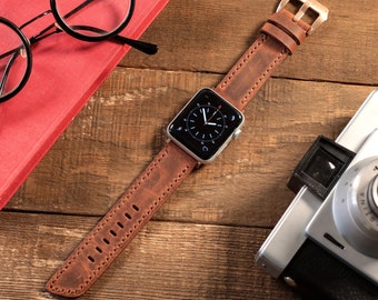 Personnalisé Les cadeaux les plus spéciaux, Bracelet Apple Watch en cuir, 38mm 40mm 42mm 44mm 41mm 45mm, Bracelet de montre fait à la main, Bracelet de montre gravé