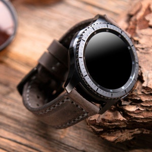 Personalized Samsung Watch Band, Gray, Galaxy Watch 5, 6, 7, Watch 5 Pro, Galaxy Watch 4, Galaxy Watch 3, Gear S3, Active2,  Custom Leather