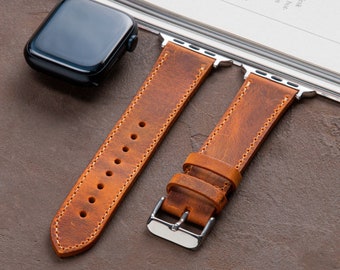 Uhrenarmband aus Leder, kompatibel mit Apple Watch, Armband mit persönlicher Gravur, passend für Series 11 10 Ultra 2