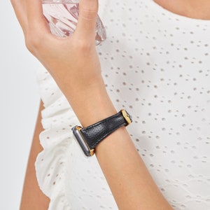 Bracelet Apple Watch, Pour femme, Bracelet mince pour iWatch, Cadeau d'anniversaire, Cadeau de la Saint-Valentin, Cadeau pour petite amie, Le meilleur cadeau pour femme Noir