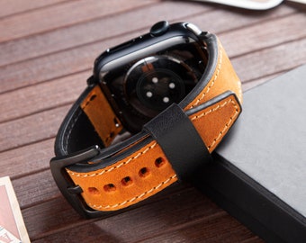 Genuine Leather Apple Watch Band, 38mm, 40mm, 41mm, 42mm, 44mm, 45mm, 49mm, Apple Watch Ultra Band, Personalized, Gift For Him, Gift For Her