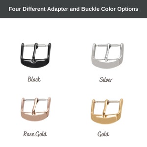 Puede incluir: Cuatro colores diferentes de hebilla de correa de reloj: negro, plateado, oro rosa y oro.