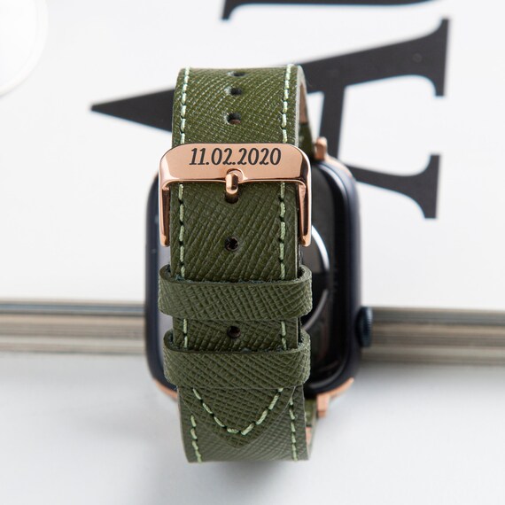 Genuine Saffiano Leather Watch Roll Travel Case - Watch Roll Case For 3 Watches With Luxury Ultrasuede Lining in Swiss Green - Protect, Store, ＆ Disp Green Apple Watch Band, Genuine Saffiano Leather, 38mm 40mm 41mm