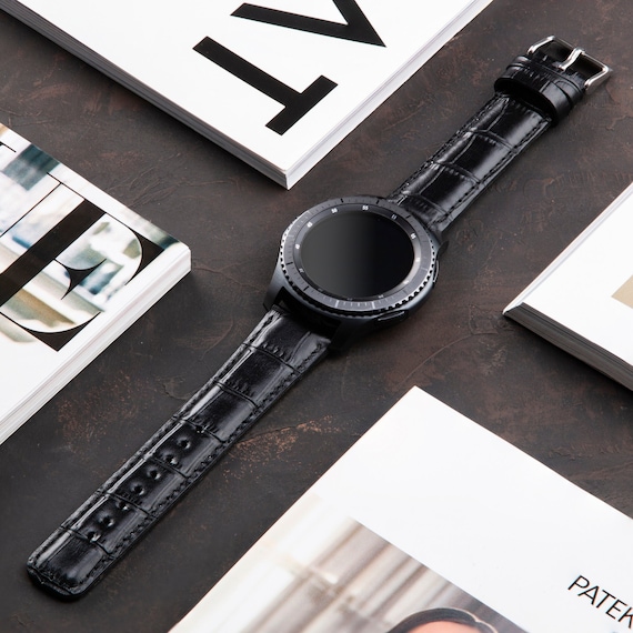 Black Garmin Watch Band, Custom Croco Leather, Garmin Fenix,5, 7, Fenix  6s- Pro, MARQ, Quatix, Forerunner, Vivomove, Venu, Personalized