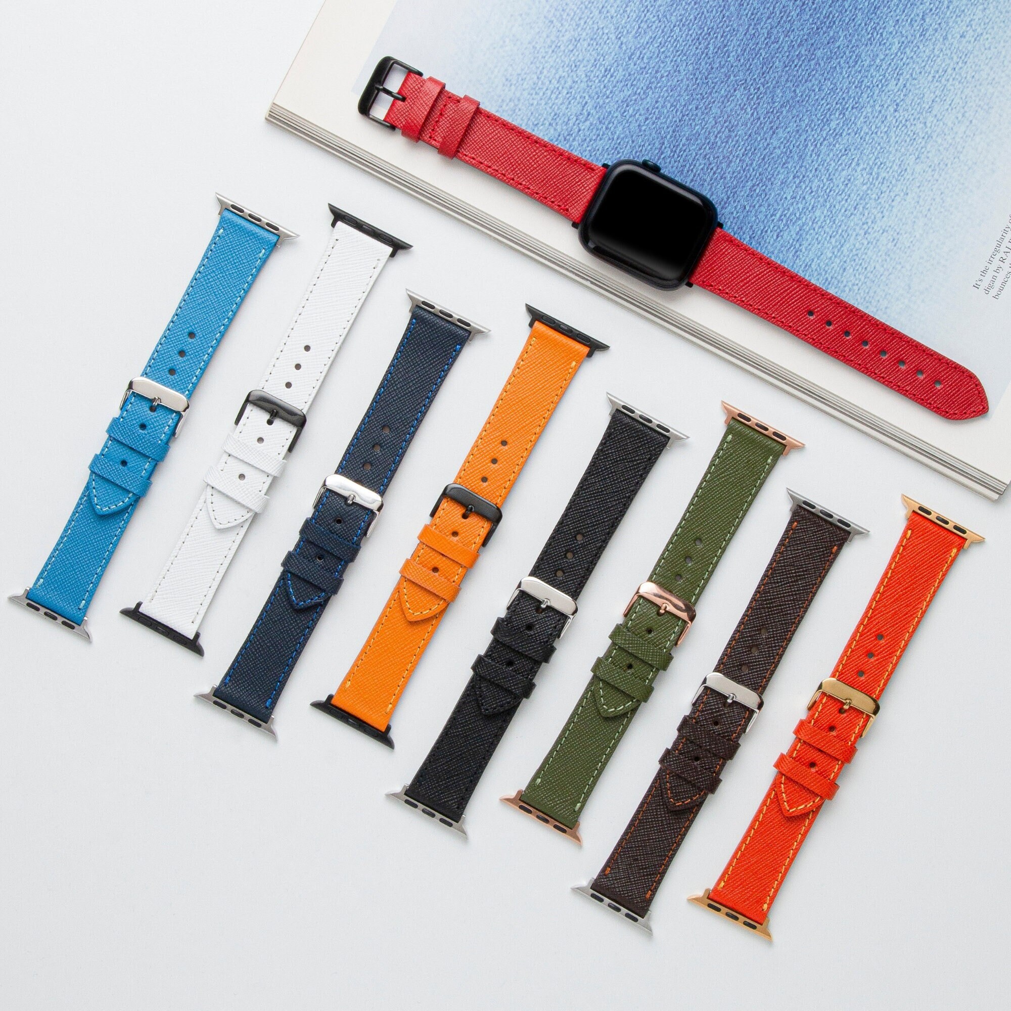 Genuine Leather Apple Watch Band Apple Watch Strap 45mm 44mm 42mm 41mm 38mm 49mm Ultra Anniversary and Birthday Gifts Personalized