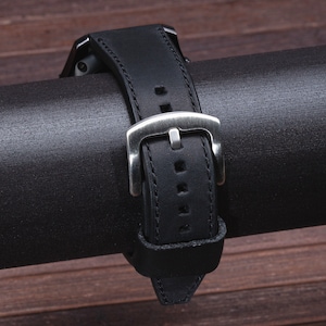 Handmade Black Samsung Galaxy Watch Strap, Galaxy Watch 5, Pro & 4, Watch Classic, Watch Active 1, 2 , Genuine Leather, Galaxy Watch Band