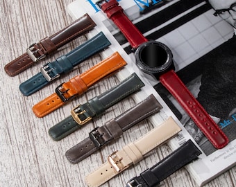 Leather Band Fits Galaxy Watch Ultra 2 8 7 6 5 4 Classic Gear Active 44mm 46mm, 20mm Watch Strap