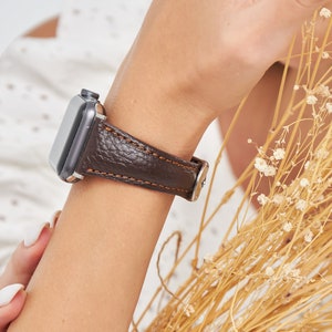 Bracelet Apple Watch, Pour femme, Bracelet mince pour iWatch, Cadeau d'anniversaire, Cadeau de la Saint-Valentin, Cadeau pour petite amie, Le meilleur cadeau pour femme Marron