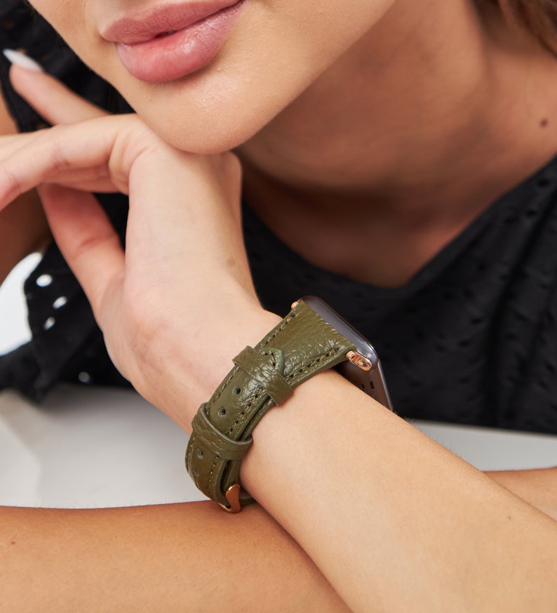 Bracelet Apple Watch, Pour femme, Bracelet mince pour iWatch, Cadeau d'anniversaire, Cadeau de la Saint-Valentin, Cadeau pour petite amie, Le meilleur cadeau pour femme Vert