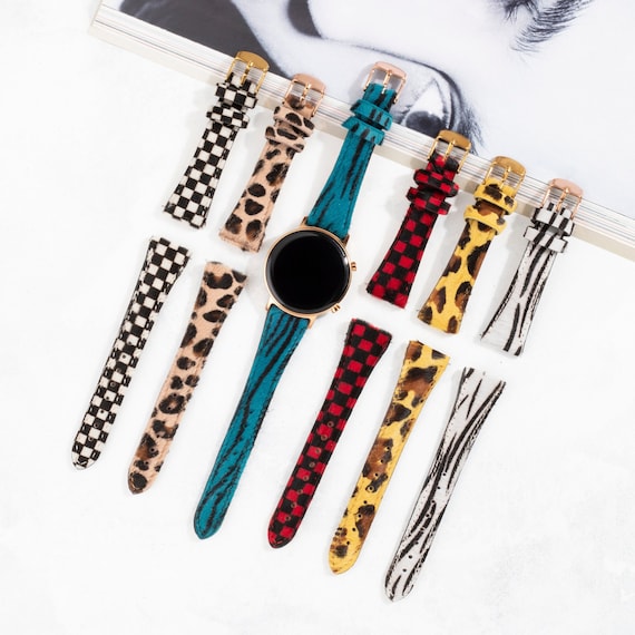 Women's Custom Watch Strap Fits Garmin Watches, Furry Leopard Strap, Venu 2, Venu 3, Vivoactive, Forerunner, Fenix, 7, 6, 5, S, Forerunner