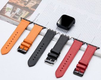 Apple Watch-compatibele leren horlogeband, voor Apple Watch Series 11, 10, 9, Ultra, 45 mm, 44 mm, 42 mm, 41 mm, 38 mm, 49 mm, Ultra 2