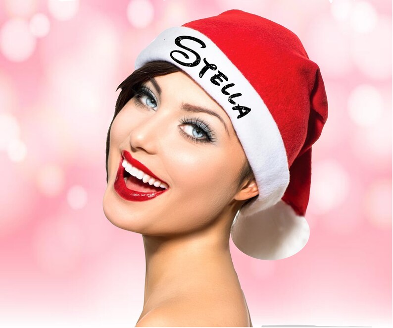 Custom printed santa hat Adult Santa Hat X-Mas Party Hat Kids Santa Hat Customized hat Christmas Hat Personalized Hat Christmas Party