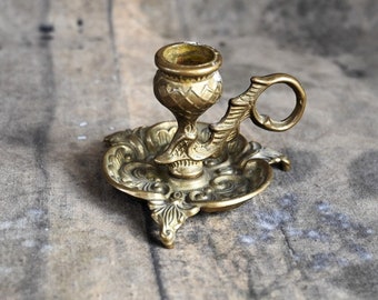 Thistle candle holder Vintage brass ornate candlestick