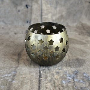 Vintage brass tealight candle holder Celestial candle holder
