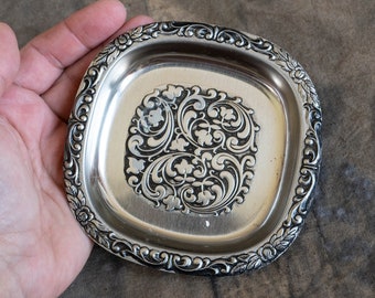 Vintage Silber Altar Platte, Floral Trinket Dish - Hexe Geschenk