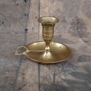 Chamber candle holder with handle Vintage brass chamberstick holder Victorian candlestick