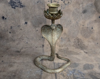 Snake candlestick Vintage brass candle holder Altar supplies
