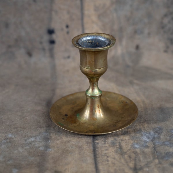 Mid century modern candle holder - Vintage gold candlestick - Modernist taper candleholder
