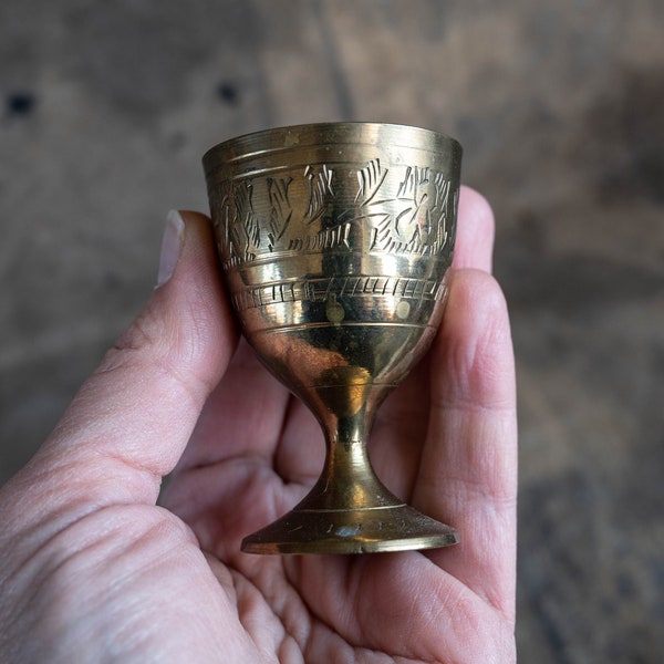 Brass chalice Witch wiccan ritual cup Vintage altar piece