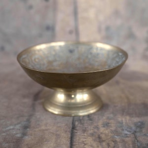 Footed offering bowl Brass trinket dish Altar candle plate