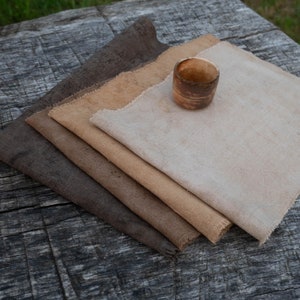 Tea dyed chabu Linen tea runner Ceremonial tea mat Naturally dyed altar cloth Wabi sabi coffee table