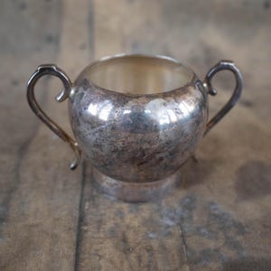 Silver witches cauldron Small offering bowl Vintage footed pot Incense burner