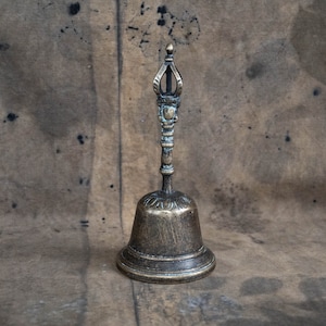 Brass altar bell Vintage meditation bell Tibetan hand bell Buddhist gift