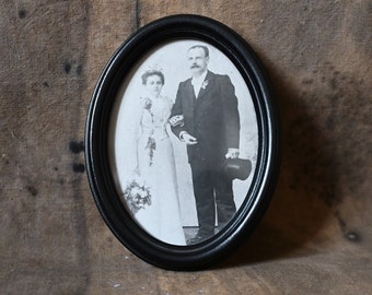 Cadre noir ovale antique Cadre photo victorien Cadre photo en bois pour tenture murale