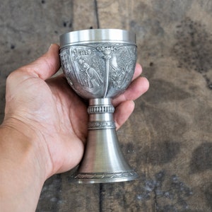 Pewter goblet Altar chalice Medieval wedding cup