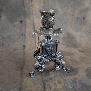 Grijze kandelaar Vintage sierlijke kandelaar metalen kandelaar