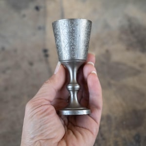 Pewter goblet Vintage altar chalice Witch ritual cup