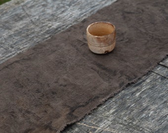 Chabu Linen tea runner Ceremonial tea mat Naturally dyed altar cloth Wabi sabi gift Japandi home decor