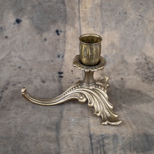 Art nouveau candle holder Brass flower candlestick