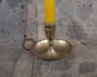 Brass candlestick holder with handle Vintage candle holder with handle Dark academia